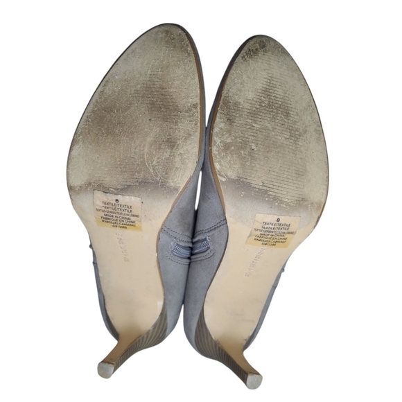 EXPRESS Faux Suede Buckle Strap Side Zip Ankle Boots Taupe Size 8 - Picture 9 of 16